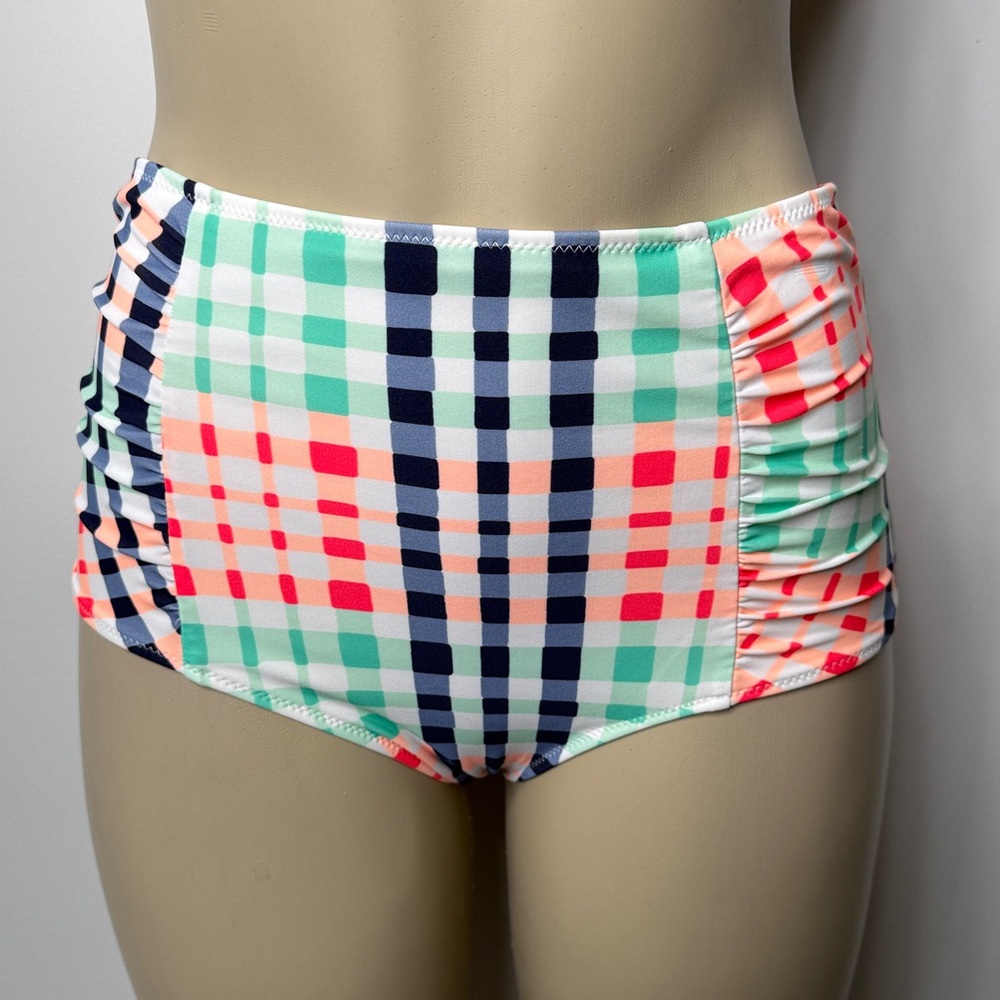 Aerie Colorful Plaid High-Rise Swim Bottoms
